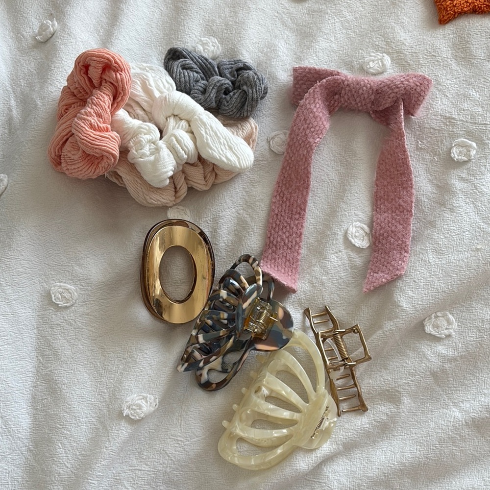 Hair Accessories Set - Pink, Cream, Gold